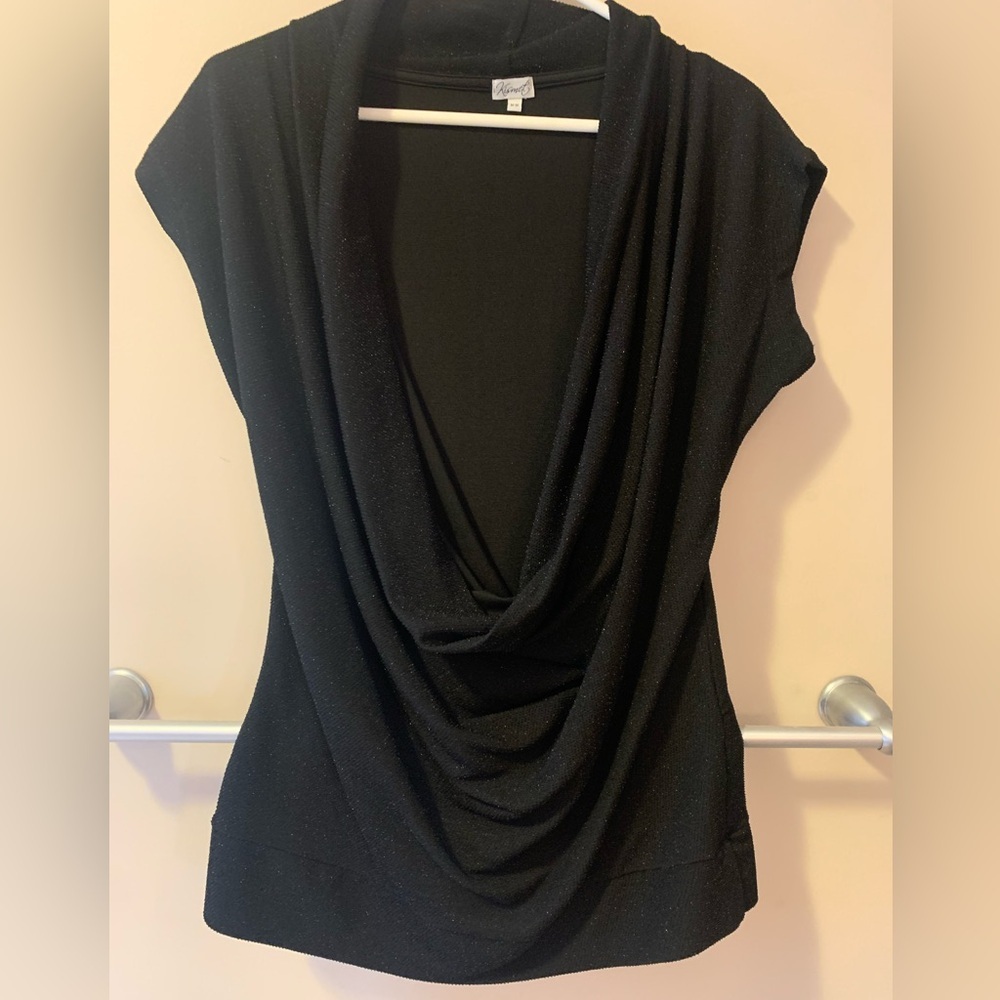 Elegant Black Sparkling Draped Top